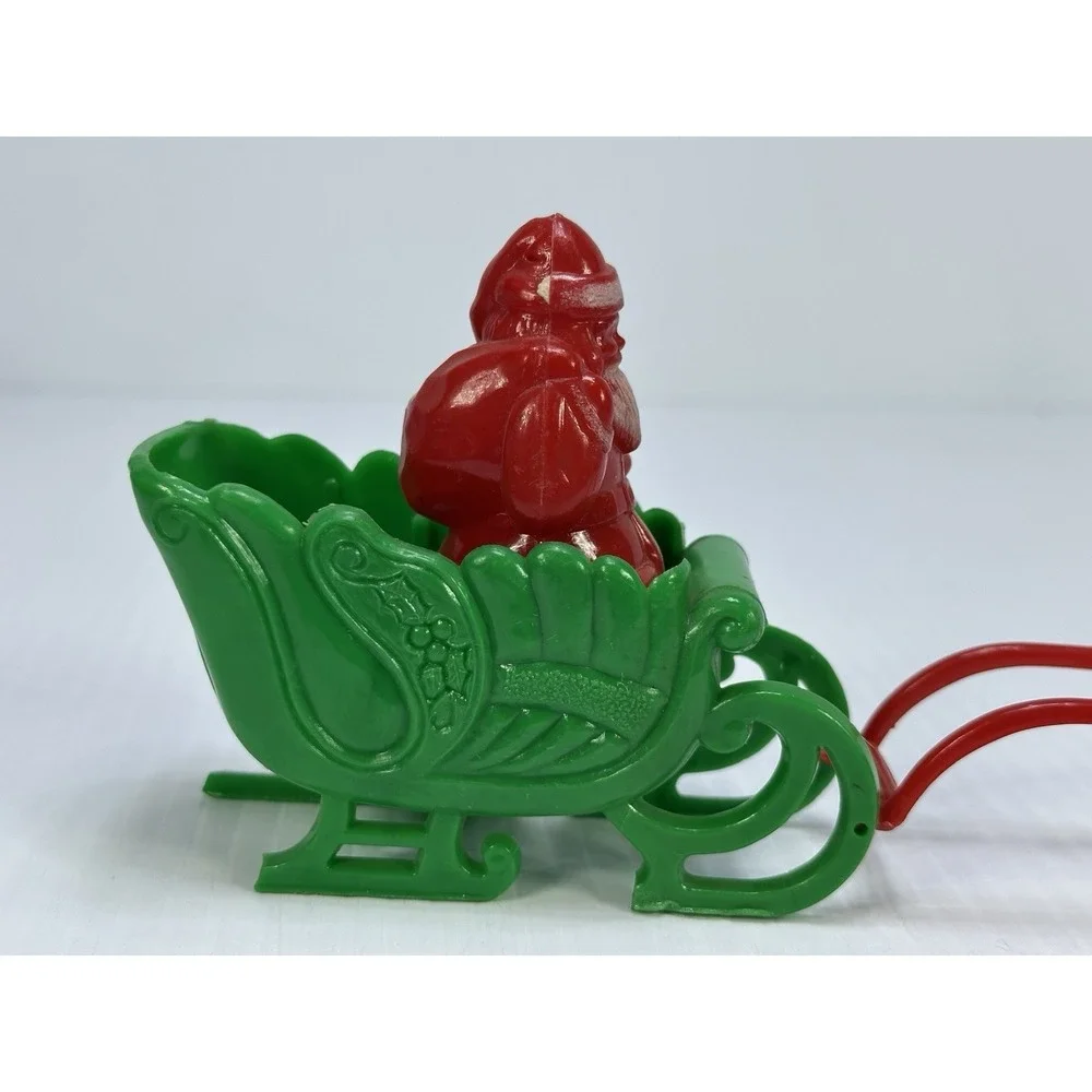 Vintage Christmas Santa Cart Hard Plastic Candy Container